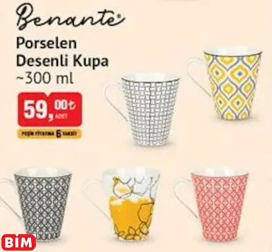BENANTE PORSELEN DESENLİ KUPA